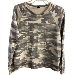 J Crew Black Label Camo Sweatshirt Beige Faded Cotton‎ Medium
